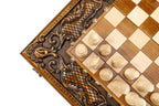 Ornamental bas-relief chess-backgammon classic