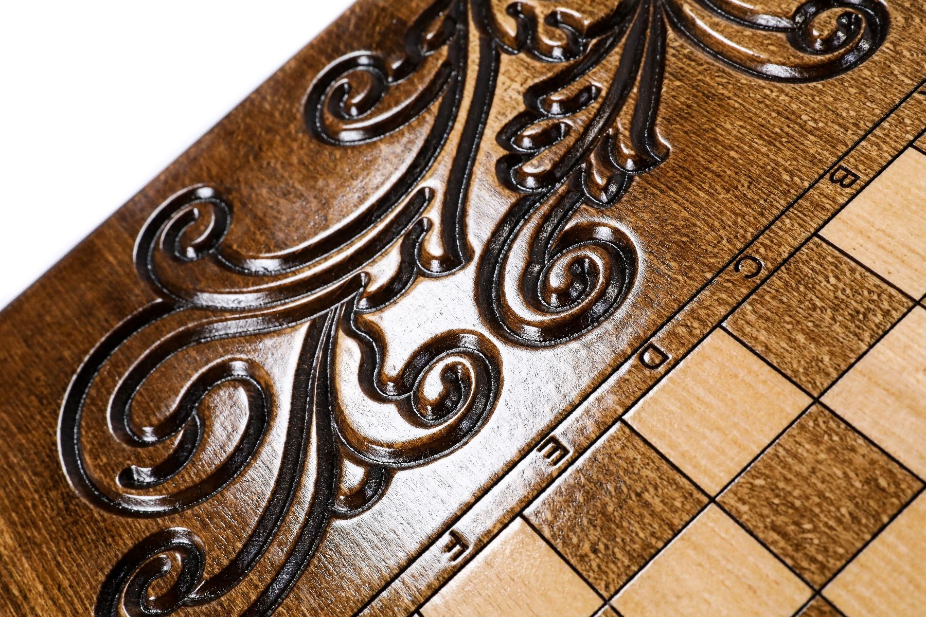 Wooden Carved Backgammon Set Rococo 23.6" | 60 cm - Unumperfectus
