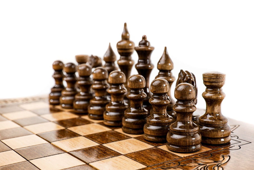Wooden Chess Set & Backgammon With Mount Ararat 30 cm | 11.8" - Unumperfectus