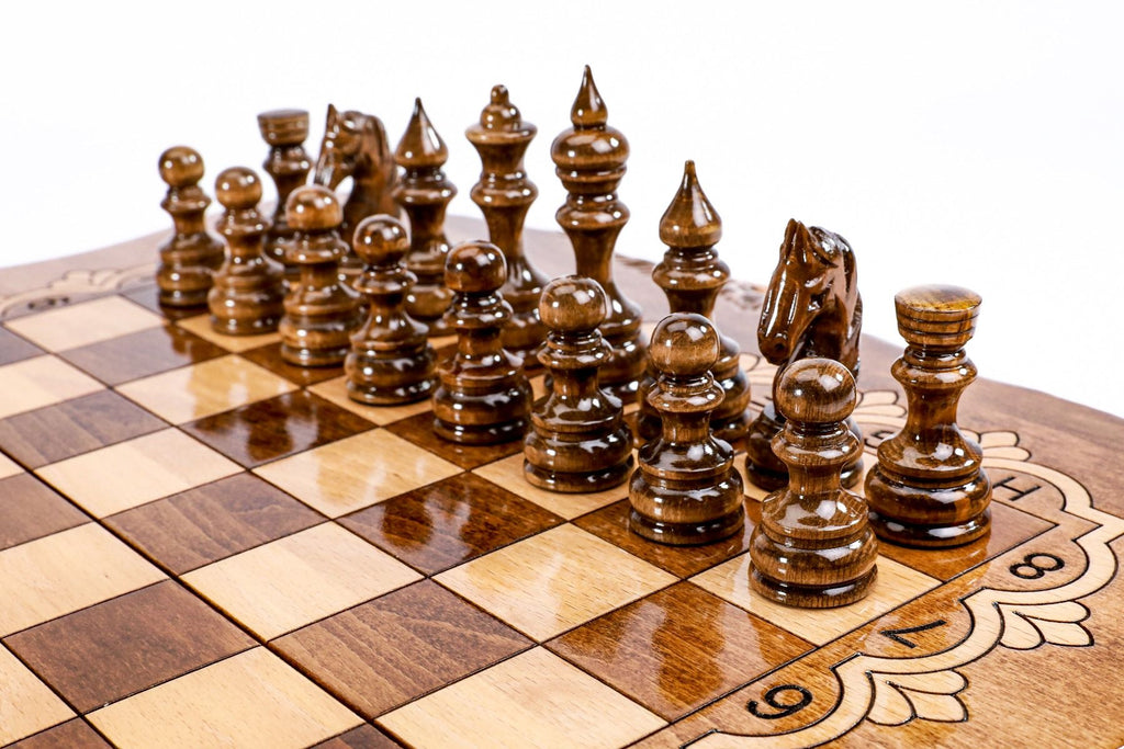Wooden Chess & Backgammon Set — Braid Pattern 50 cm | 19.7" - Unumperfectus
