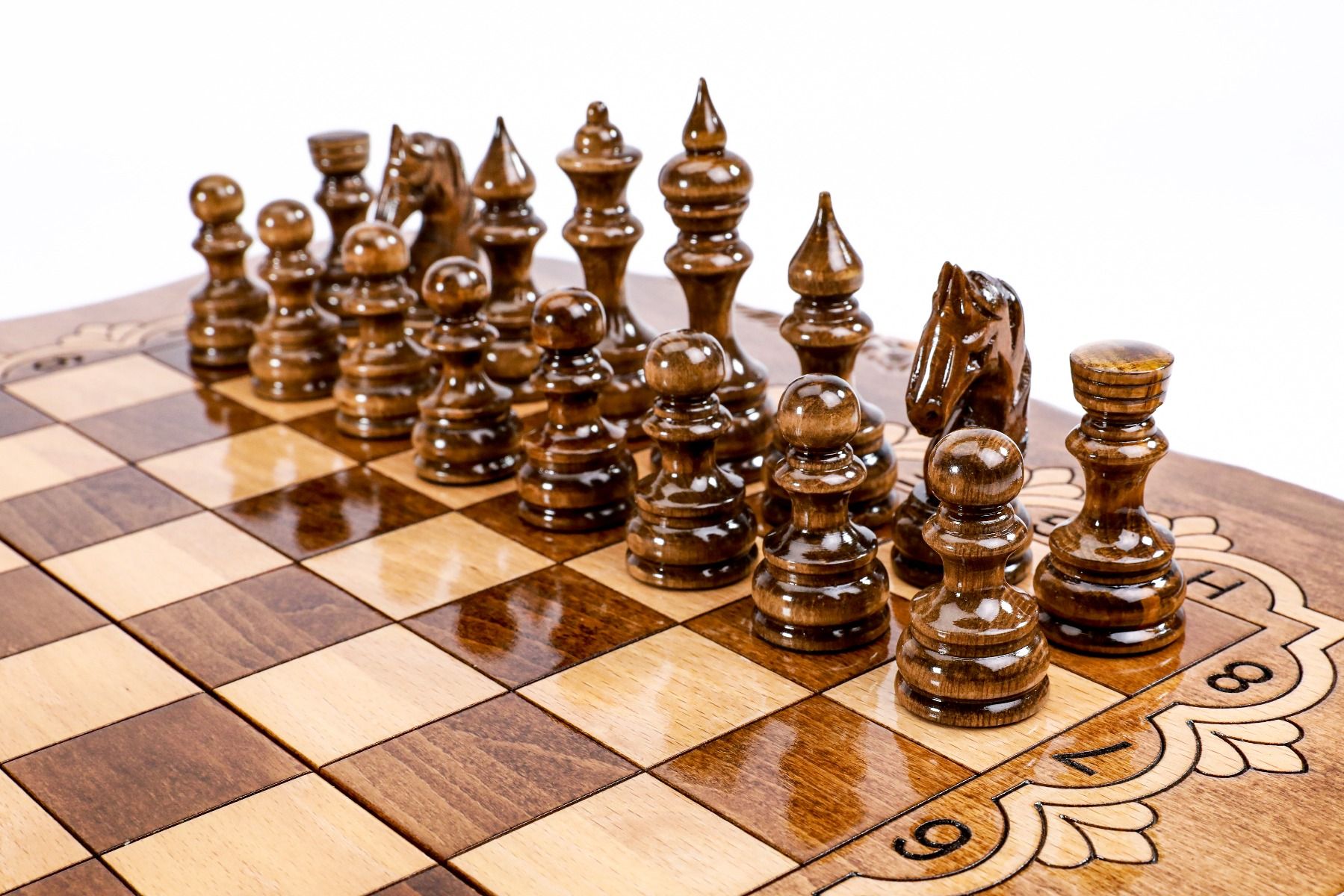 Wooden Chess & Backgammon Set — Braid Pattern 50 cm | 19.7" - Unumperfectus