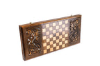 Classic Carved Wolf backgammon board - closed cover detail