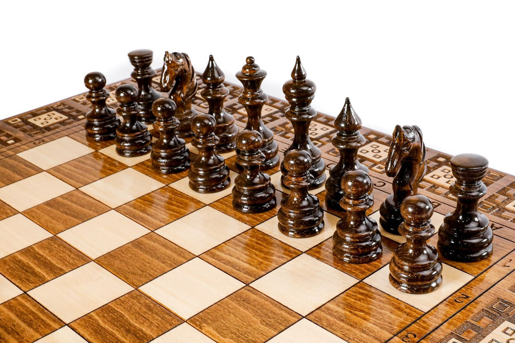 Classic Carpet Wooden Chess & Backgammon Board - Unumperfectus