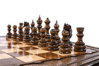 Carved / chess and backgammon set - side profile of the board