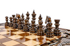 Ornamental bas-relief chess-backgammon classic