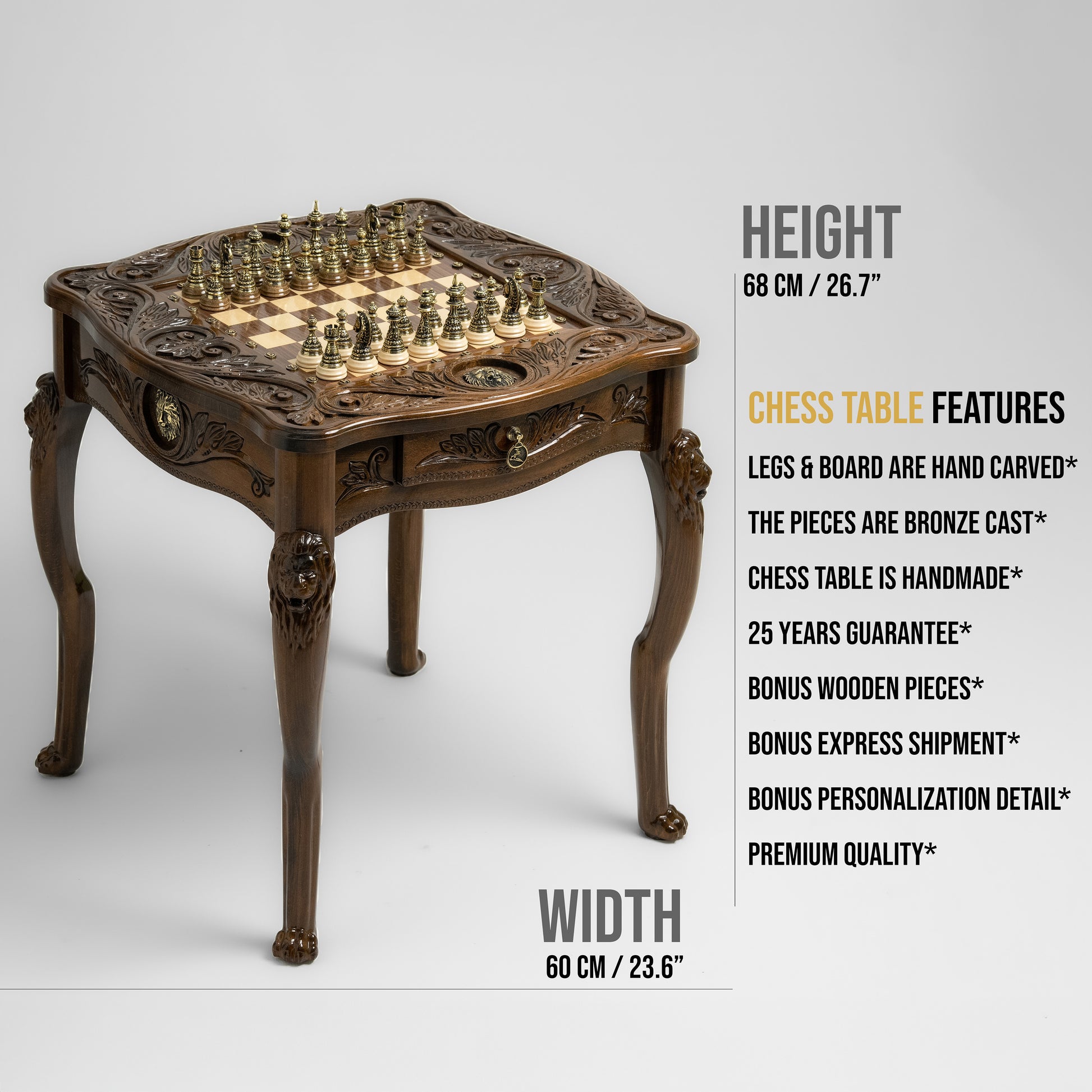 Luxurious Chess Table - Lion - Unumperfectus