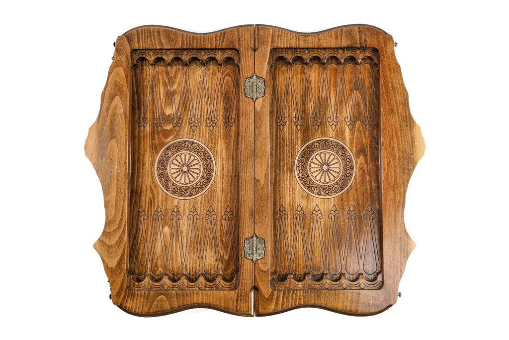 Carved Chess Set & Backgammon Board With Braid Pattern 50 cm | 19.7" - Unumperfectus
