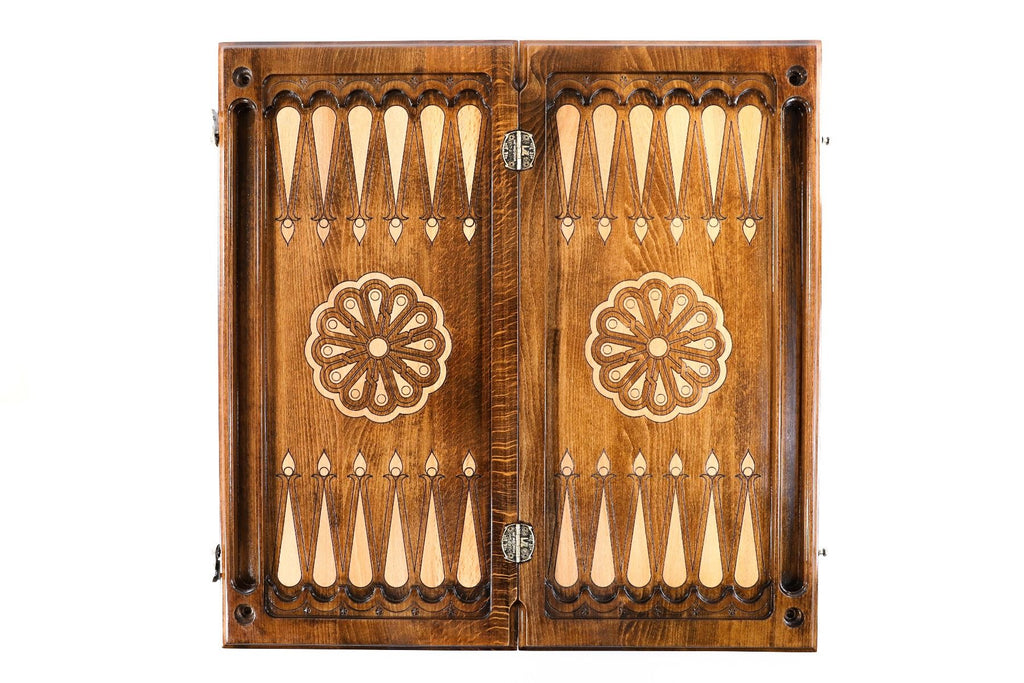Classic Wooden Carved Backgammon Board Wolf 23.6" | 60 cm - Unumperfectus