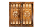 Classic Carved Wolf backgammon board - carrying case and accessories