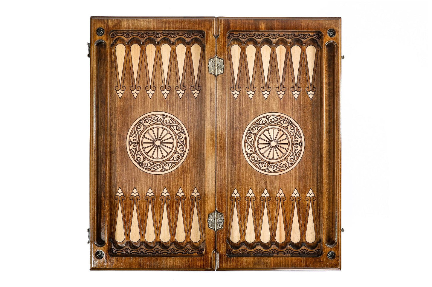 Ornamental bas-relief chess-backgammon classic