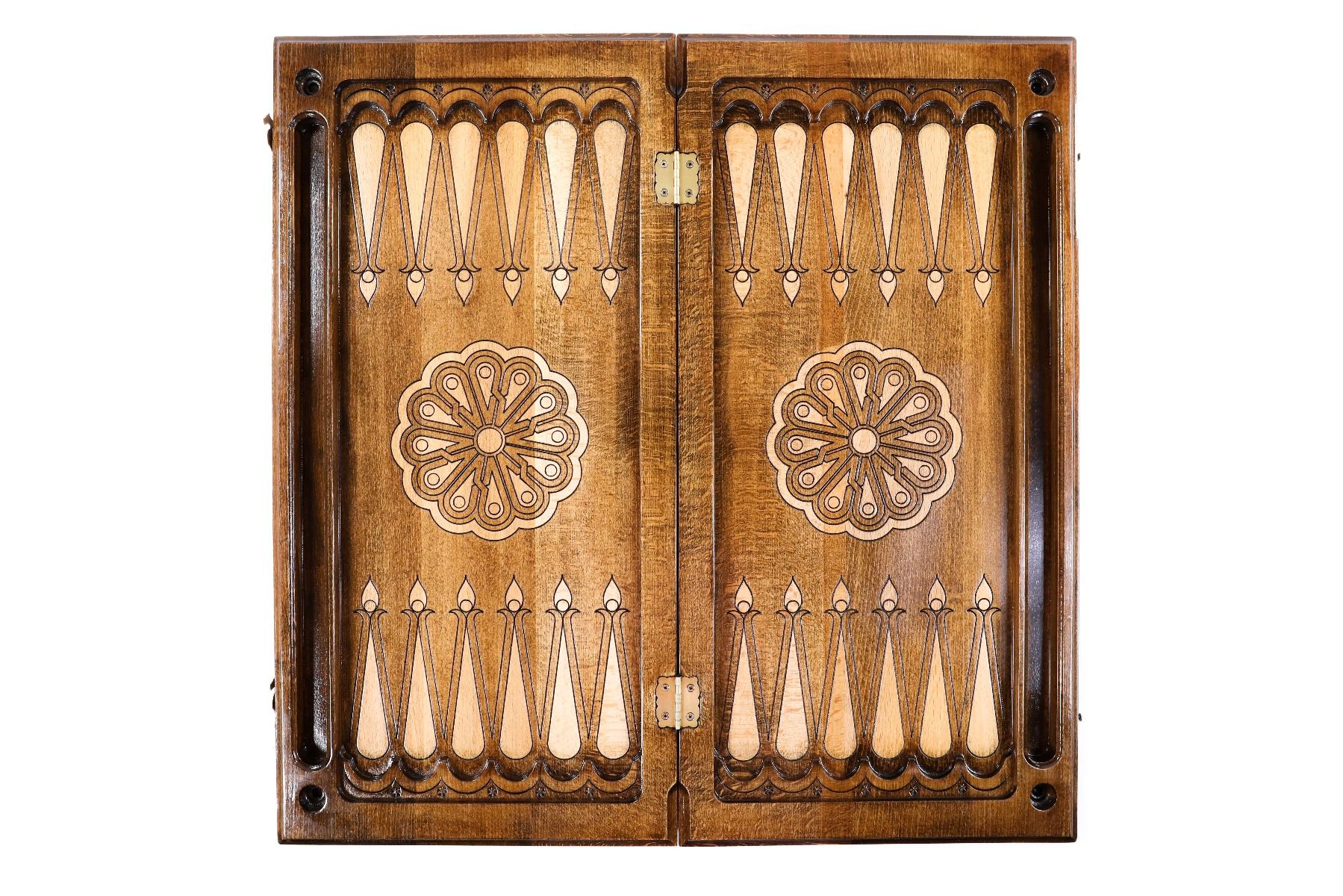 Wooden Carved Backgammon Set Rococo 23.6" | 60 cm - Unumperfectus