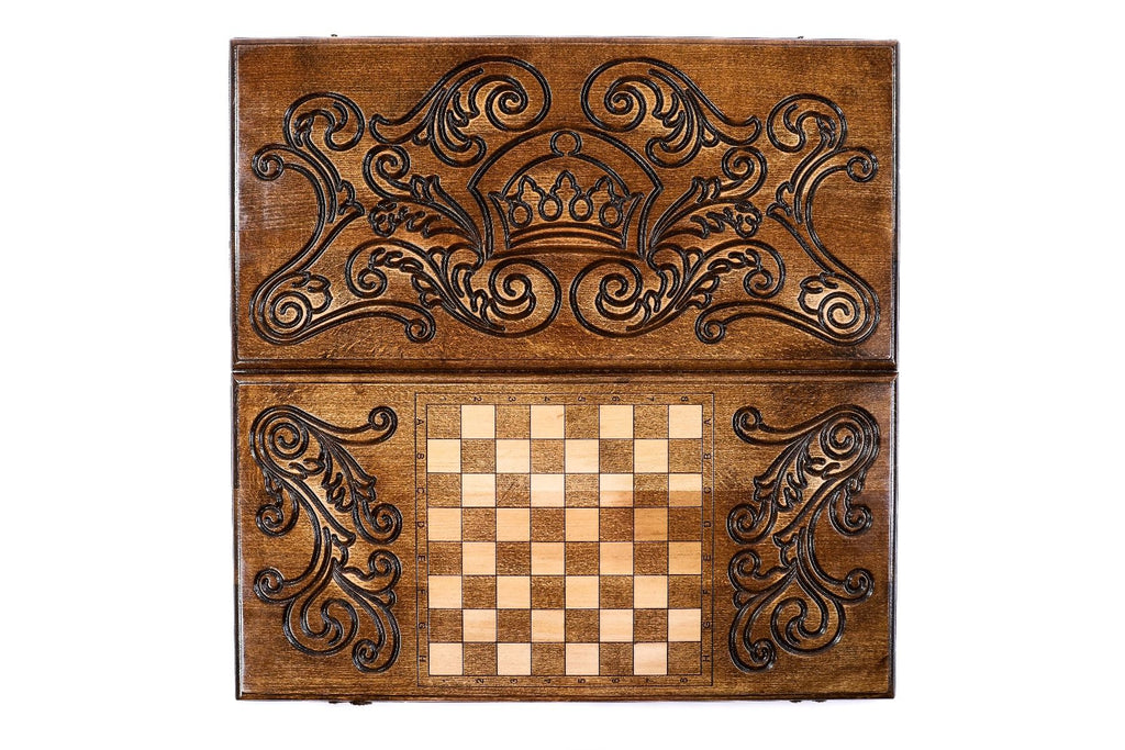 Wooden Carved Backgammon Set Rococo 23.6" | 60 cm - Unumperfectus