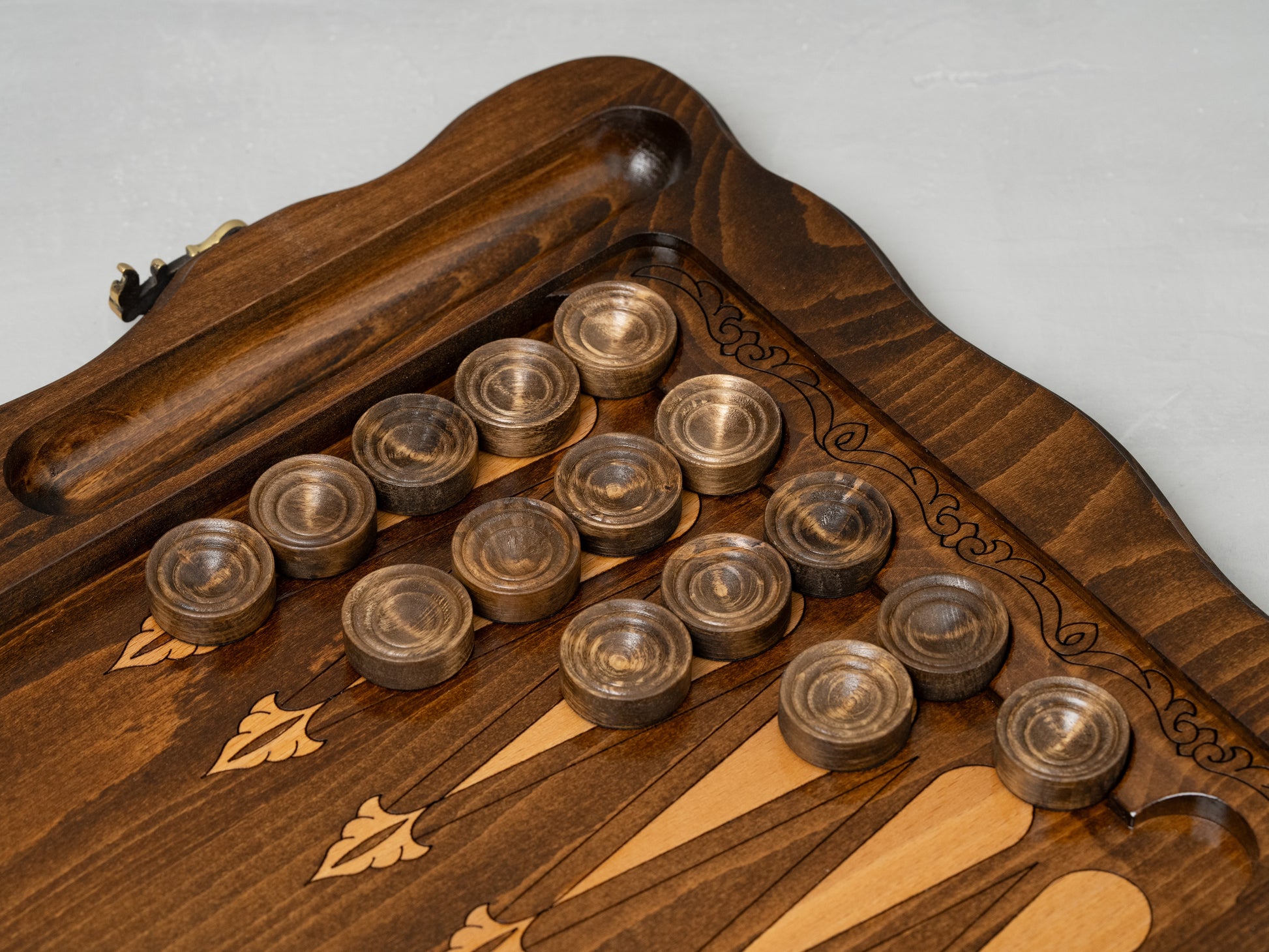 Luxury Backgammon Set – Pomegranate Design with Bronze Details - Unumperfectus