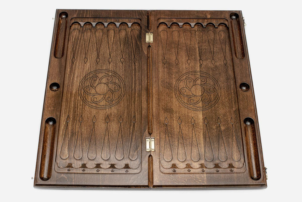 Armenian Backgammon Set - White Ornaments II - handmade wooden backgammon board