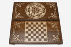 Armenian Backgammon Set - White Ornaments II - handmade wooden backgammon board
