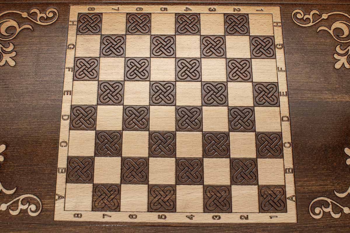 Armenian Backgammon Set - White Ornaments II - handmade wooden backgammon board