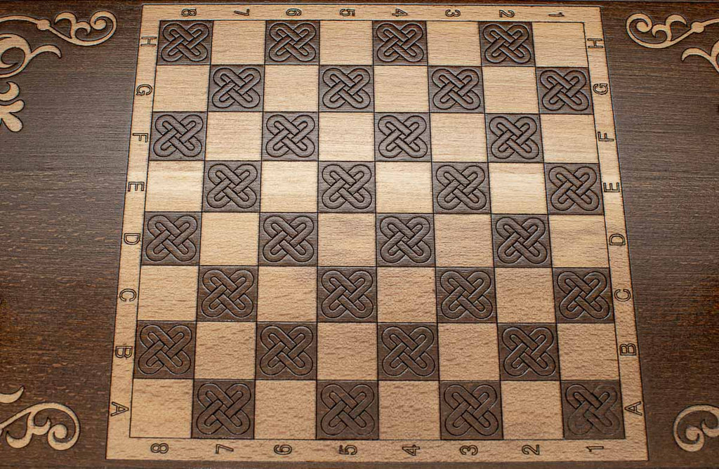 Armenian Backgammon Set - White Ornaments - handmade wooden backgammon board
