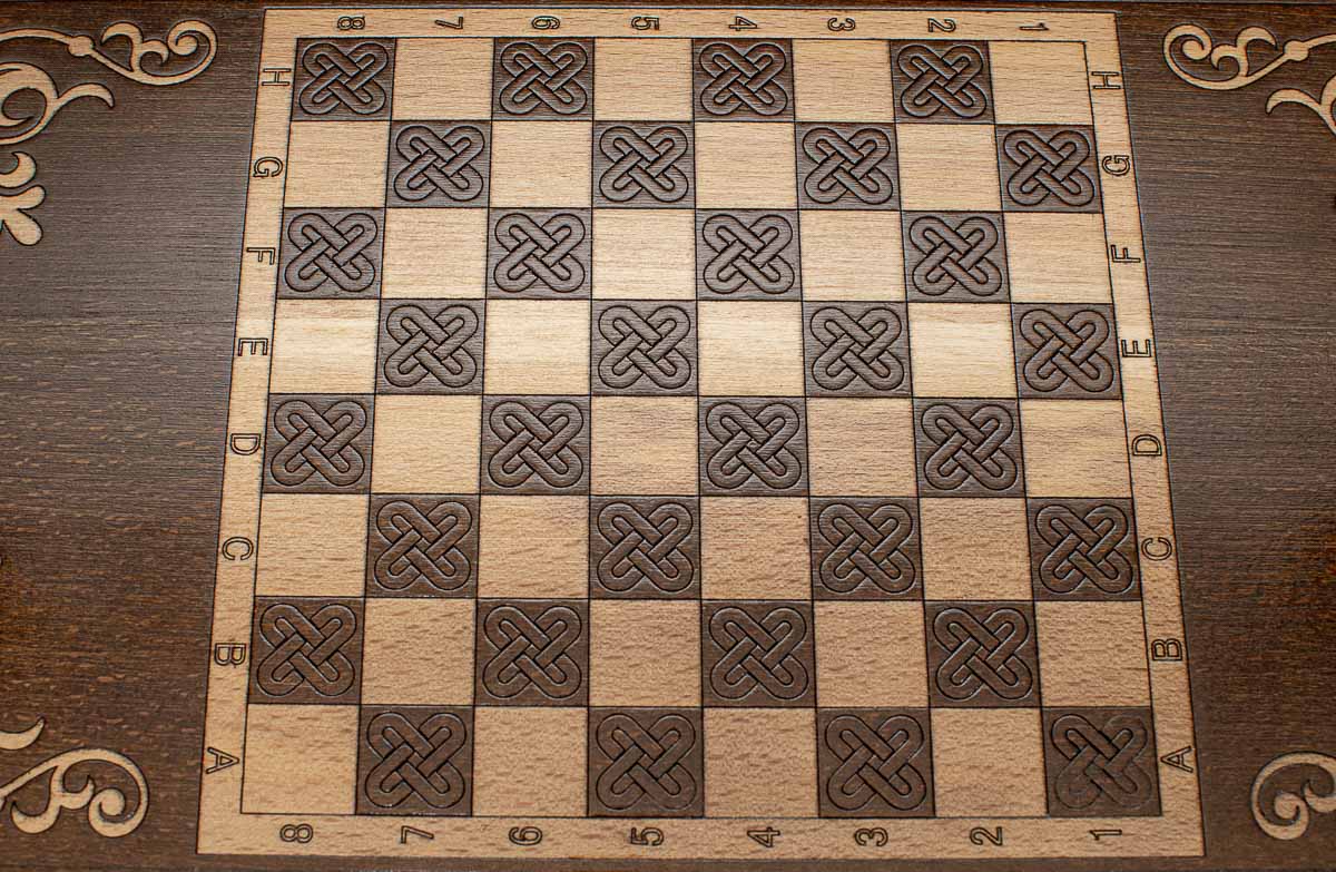Armenian Backgammon Set - White Ornaments - handmade wooden backgammon board