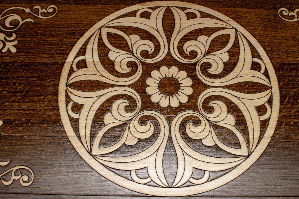Armenian Backgammon Set - White Ornaments - handmade wooden backgammon board