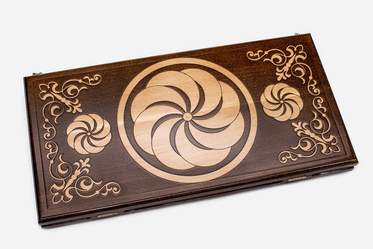 Backgammon Set White Infinity - handmade wooden backgammon board