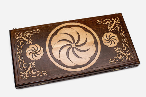 Backgammon Set White Infinity - handmade wooden backgammon board