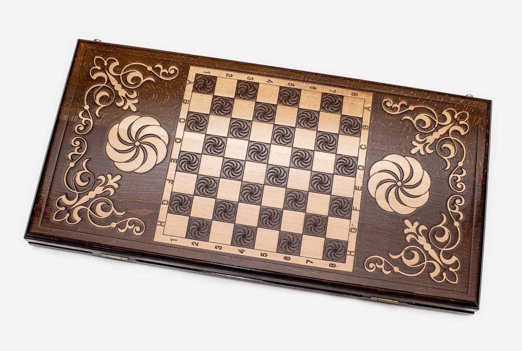 Backgammon Set White Infinity - handmade wooden backgammon board