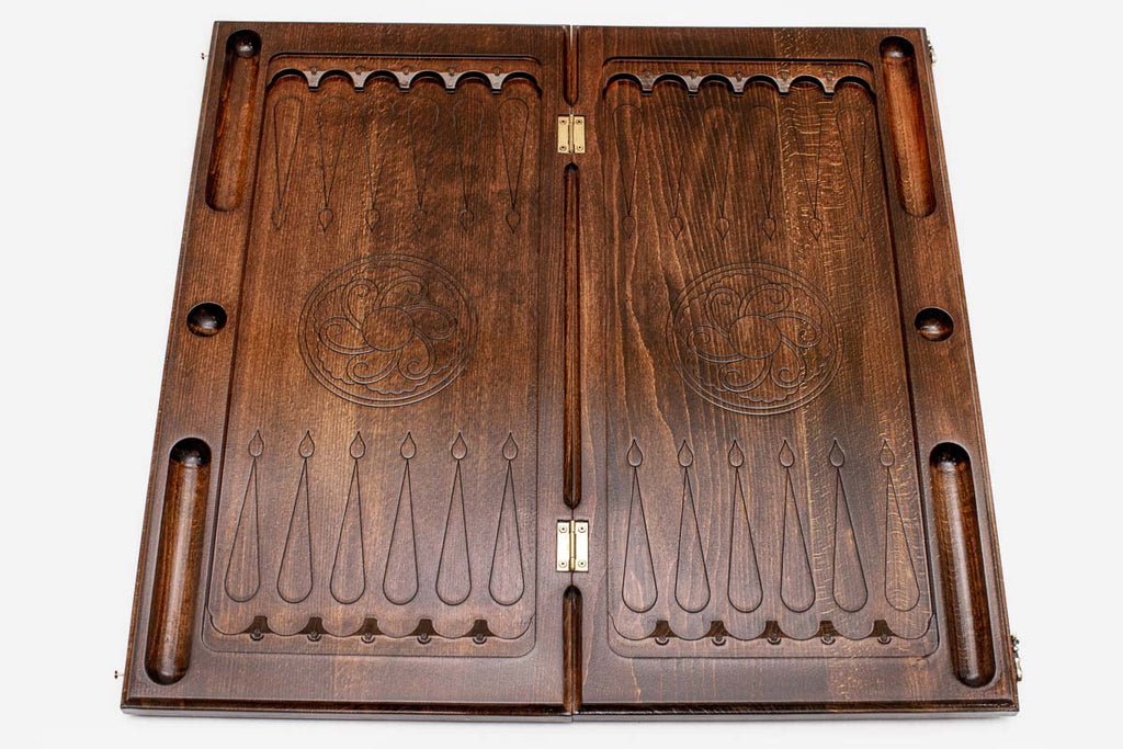 Backgammon Set White Infinity - handmade wooden backgammon board