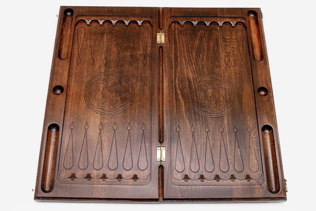 Backgammon Set White Infinity - handmade wooden backgammon board