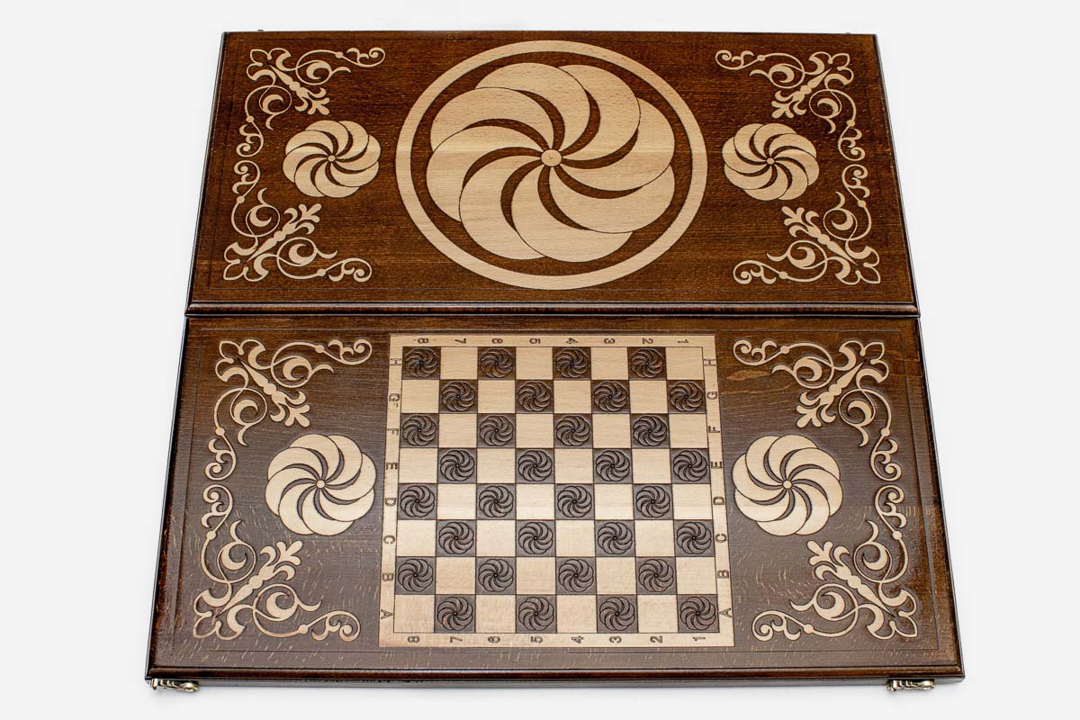 Backgammon Set White Infinity - handmade wooden backgammon board