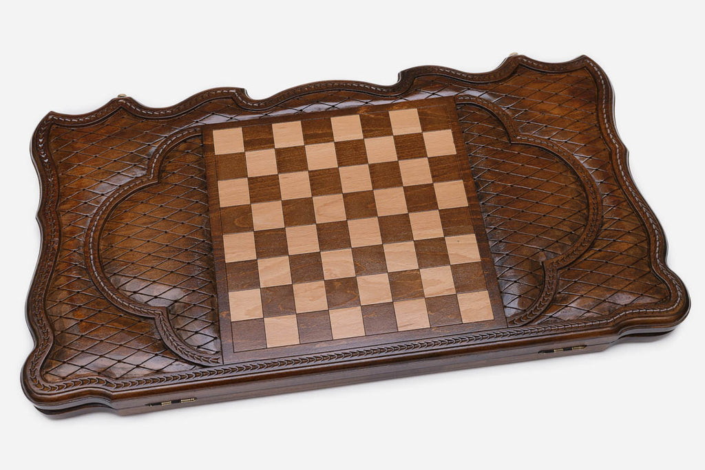 Backgammon Set Deer & Wolf - handmade wooden backgammon board