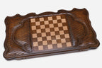 Backgammon Set Deer & Wolf - handmade wooden backgammon board