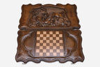 Backgammon Set Deer & Wolf - handmade wooden backgammon board
