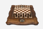 Georgian Coat of Arms Beech Chess and Backgammon Set
