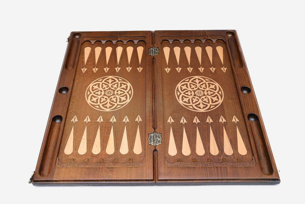 Backgammon Set Wolf V - handmade wooden backgammon board