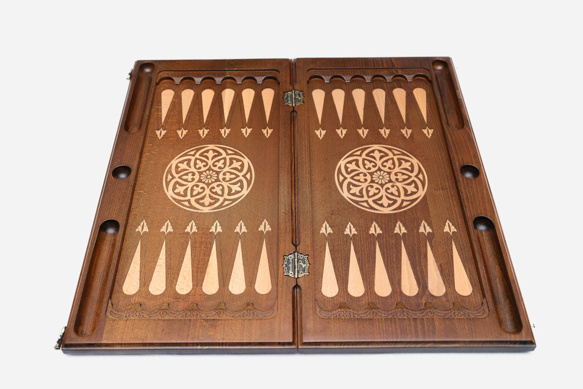 Backgammon Set Wolf V - handmade wooden backgammon board