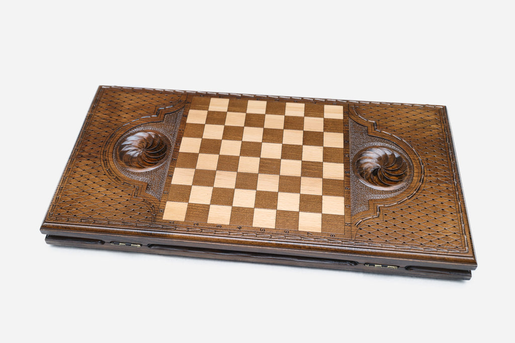 Armenian Backgammon Set - Ararat & Etchmiadzin - handmade wooden backgammon board