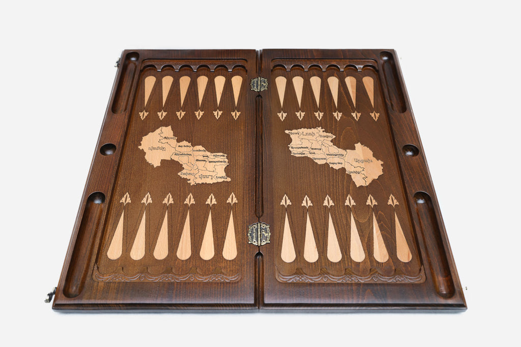Armenian Backgammon Set - Ararat & Etchmiadzin - handmade wooden backgammon board