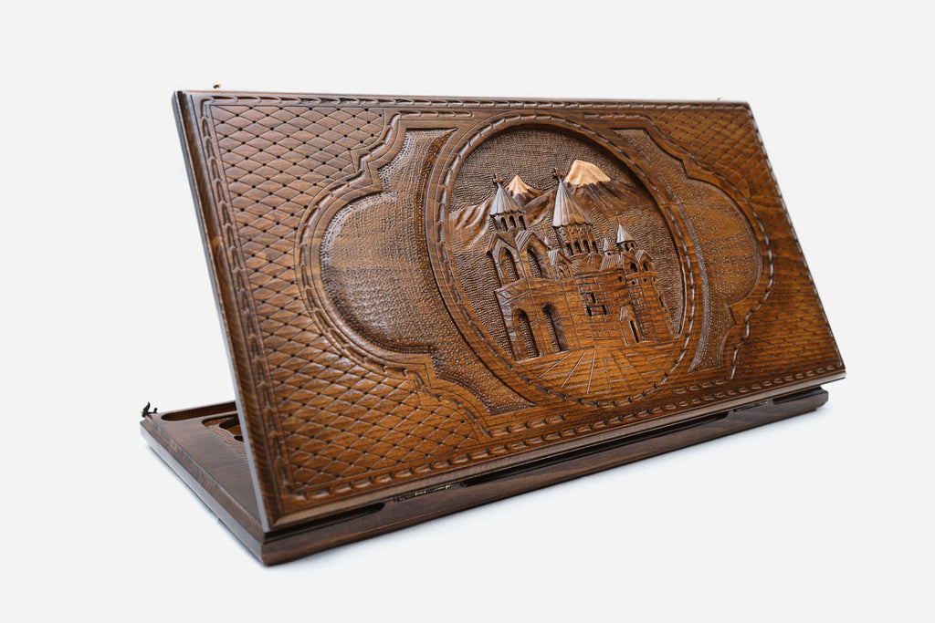 Armenian Backgammon Set - Ararat & Etchmiadzin - handmade wooden backgammon board