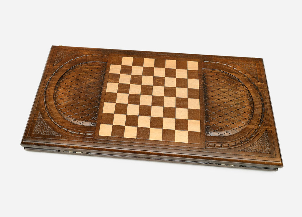 Backgammon Set Ship - handmade wooden backgammon board