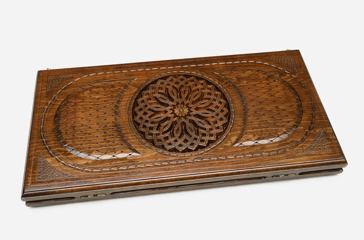 Armenian Backgammon Set - Ornaments XVII - handmade wooden backgammon board