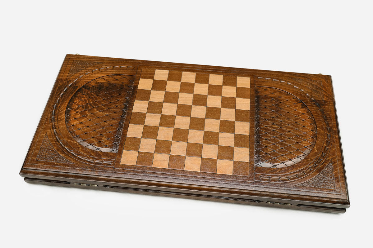 Armenian Backgammon Set - Ornaments XVII - handmade wooden backgammon board