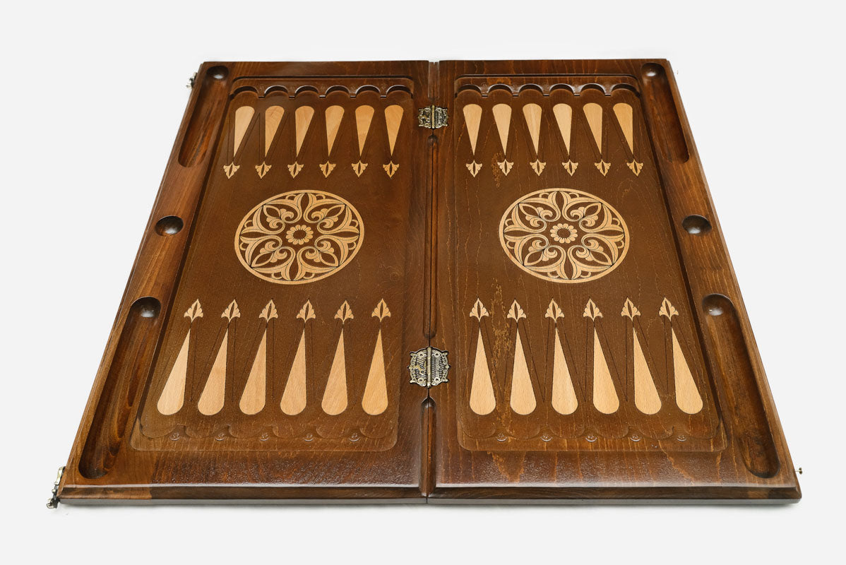 Armenian Backgammon Set - Ornaments XVII - handmade wooden backgammon board