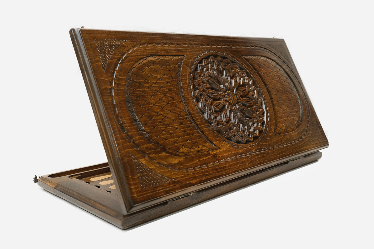 Armenian Backgammon Set - Ornaments XVII - handmade wooden backgammon board