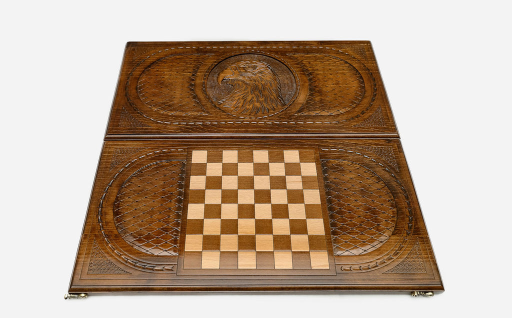 Backgammon Set Eagle II - handmade wooden backgammon board