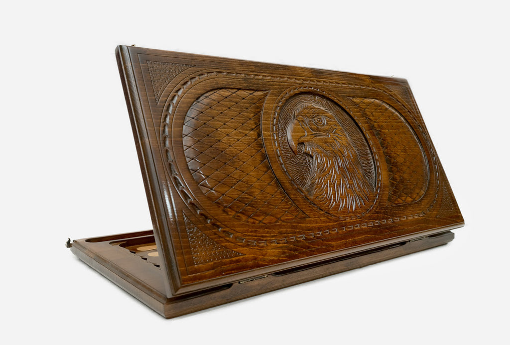 Backgammon Set Eagle II - handmade wooden backgammon board