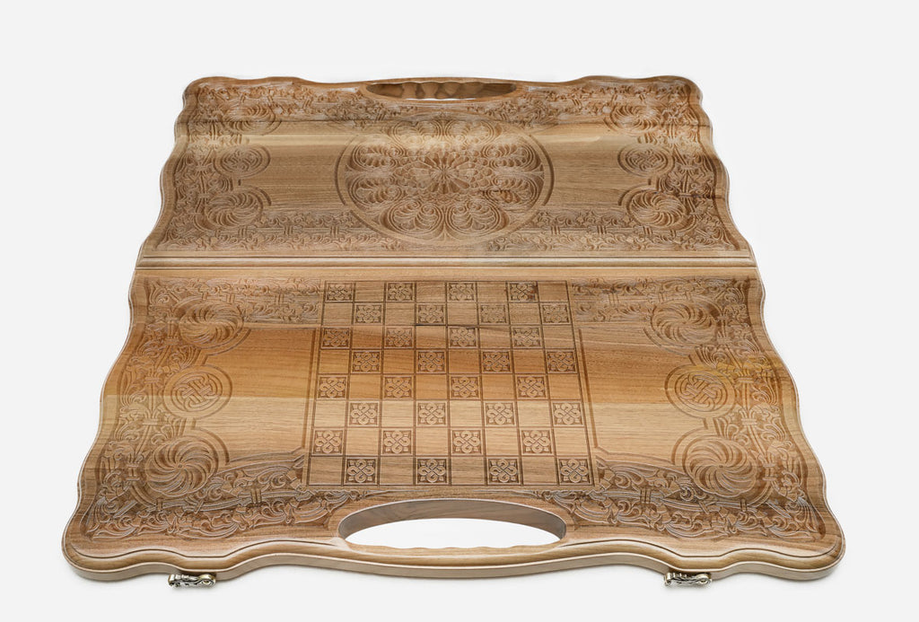 Armenian Backgammon Set - Ornaments XVI - handmade wooden backgammon board