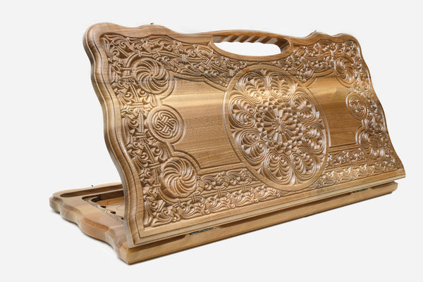 Armenian Backgammon Set - Ornaments XVI - handmade wooden backgammon board