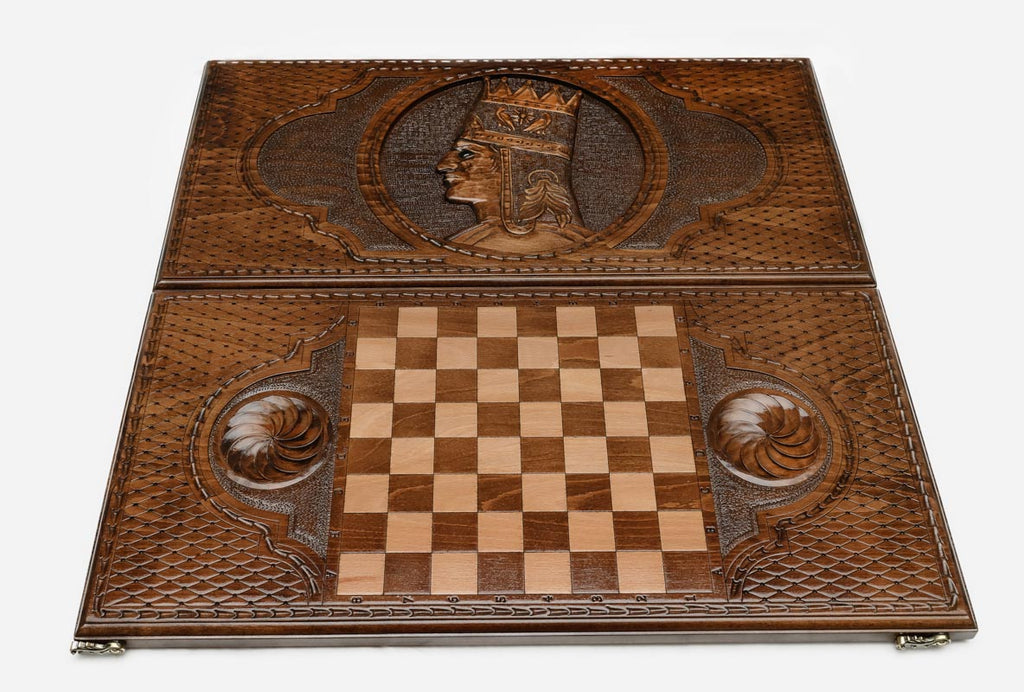 Armenian Backgammon Set - King Tigran the Great - handmade wooden backgammon board