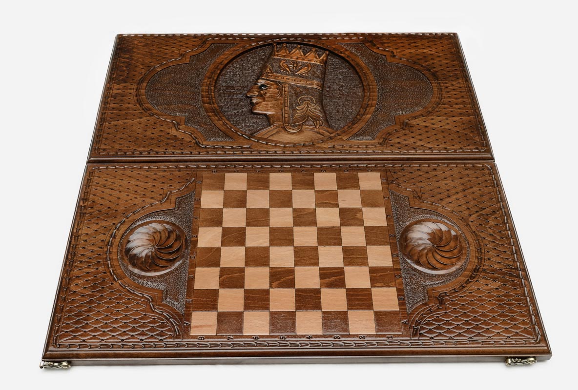 Armenian Backgammon Set - King Tigran the Great - handmade wooden backgammon board