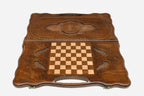 Angled view of the Infinity carved backgammon board